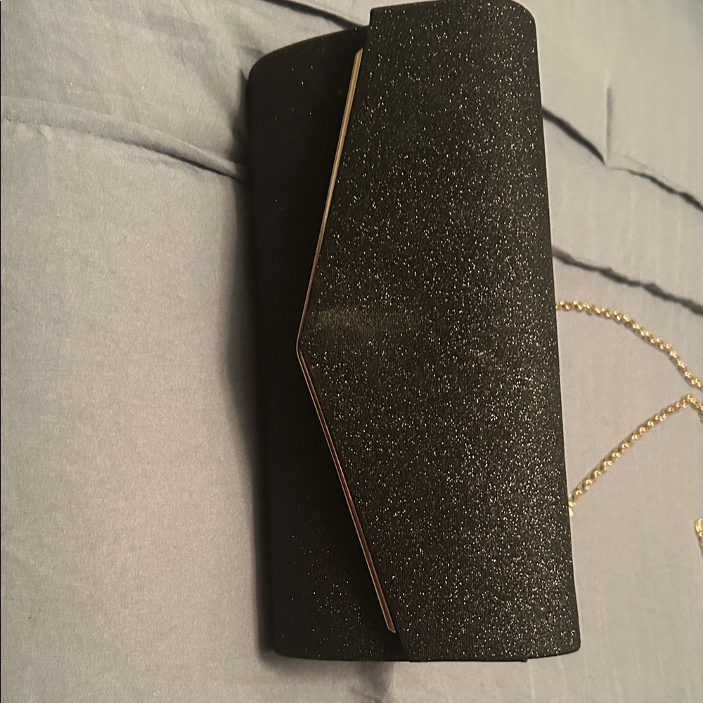 Elegant Black Glitter Clutch